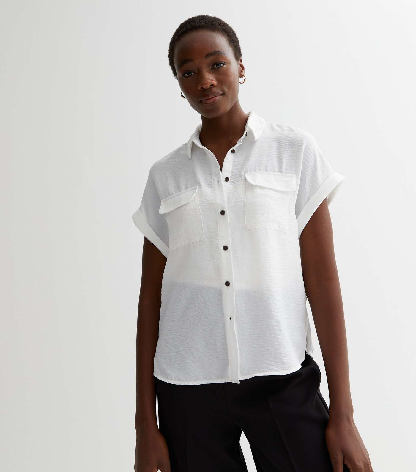 Tall White Short Sleeve Pocket Front Shirt Image 3