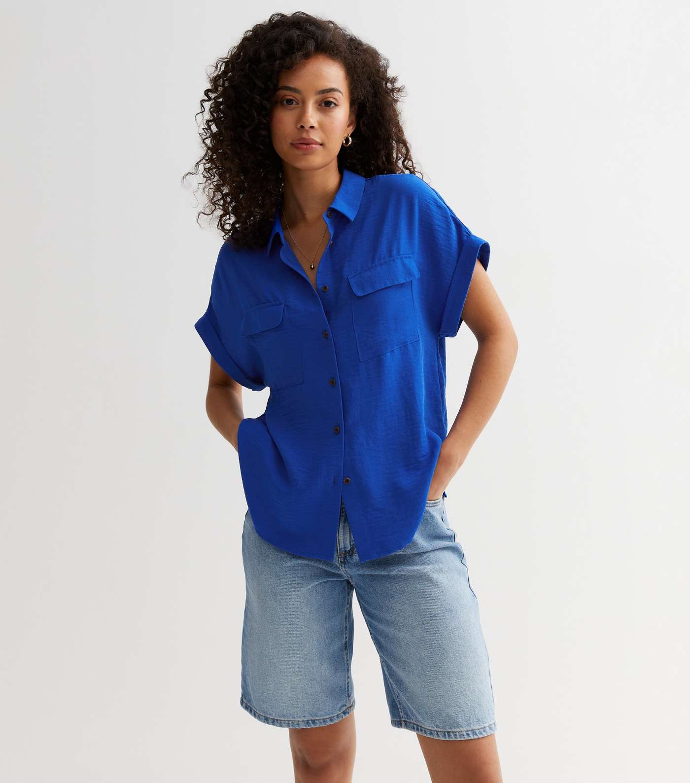 Tall Blue Short Sleeve Pocket Front Shirt