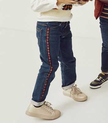 Zippy Bright Blue Elasticated Floral Trim Jeans