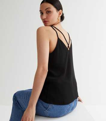 Petite Black Cross Back Cami