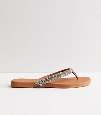 Silver diamante flip discount flops