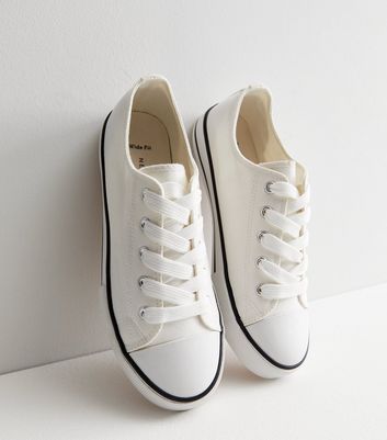 Girls white best sale canvas trainers