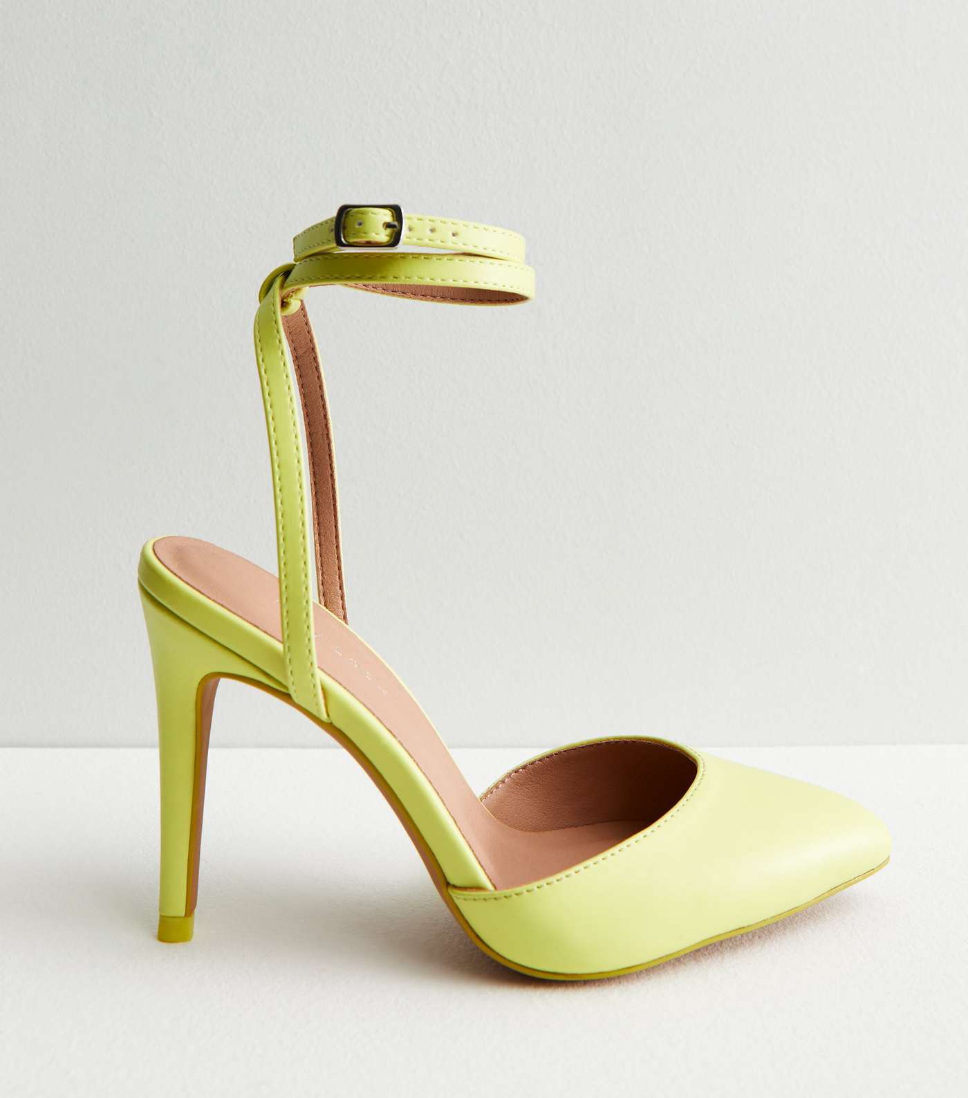 Yellow Strappy Stiletto Heel Court Shoes Image 3