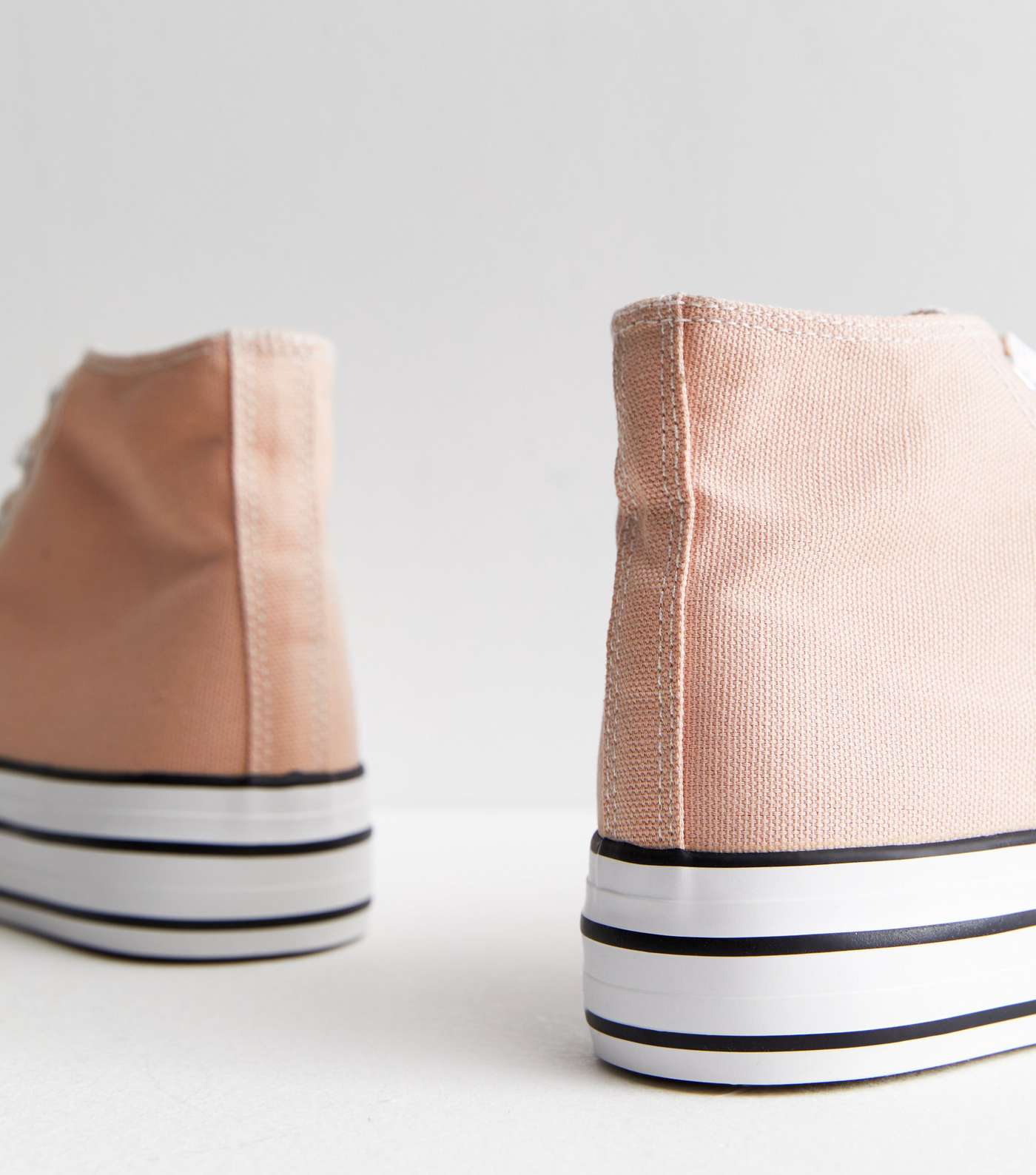 Pale Pink Double Stripe Canvas High Top Trainers Image 5