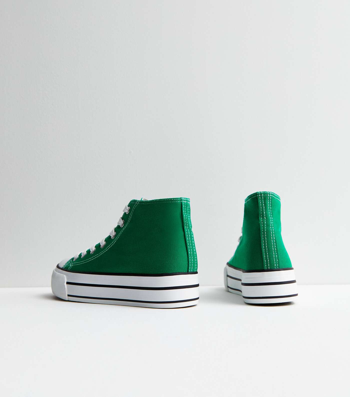 Green Double Stripe Canvas High Top Trainers Image 4
