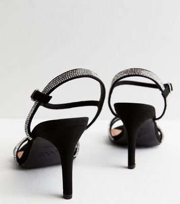 Black diamante on sale sandals mid heel