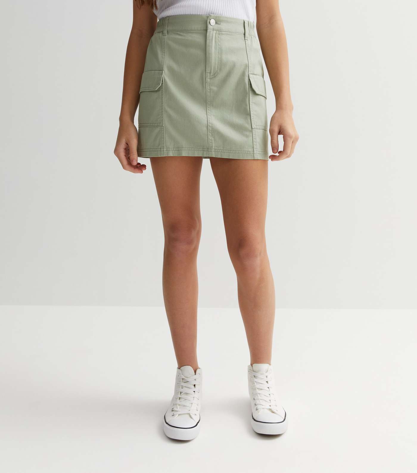 Girls Light Green Cargo Skirt Image 3