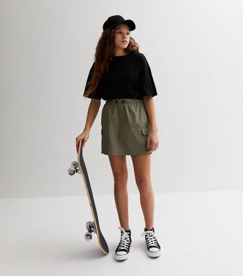 Girls Red White Zipper Detail Parachute Cargos