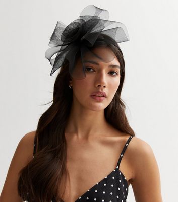 Black Flower Fascinator Headband New Look