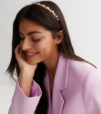 Gold Faux Pearl Flower Headband