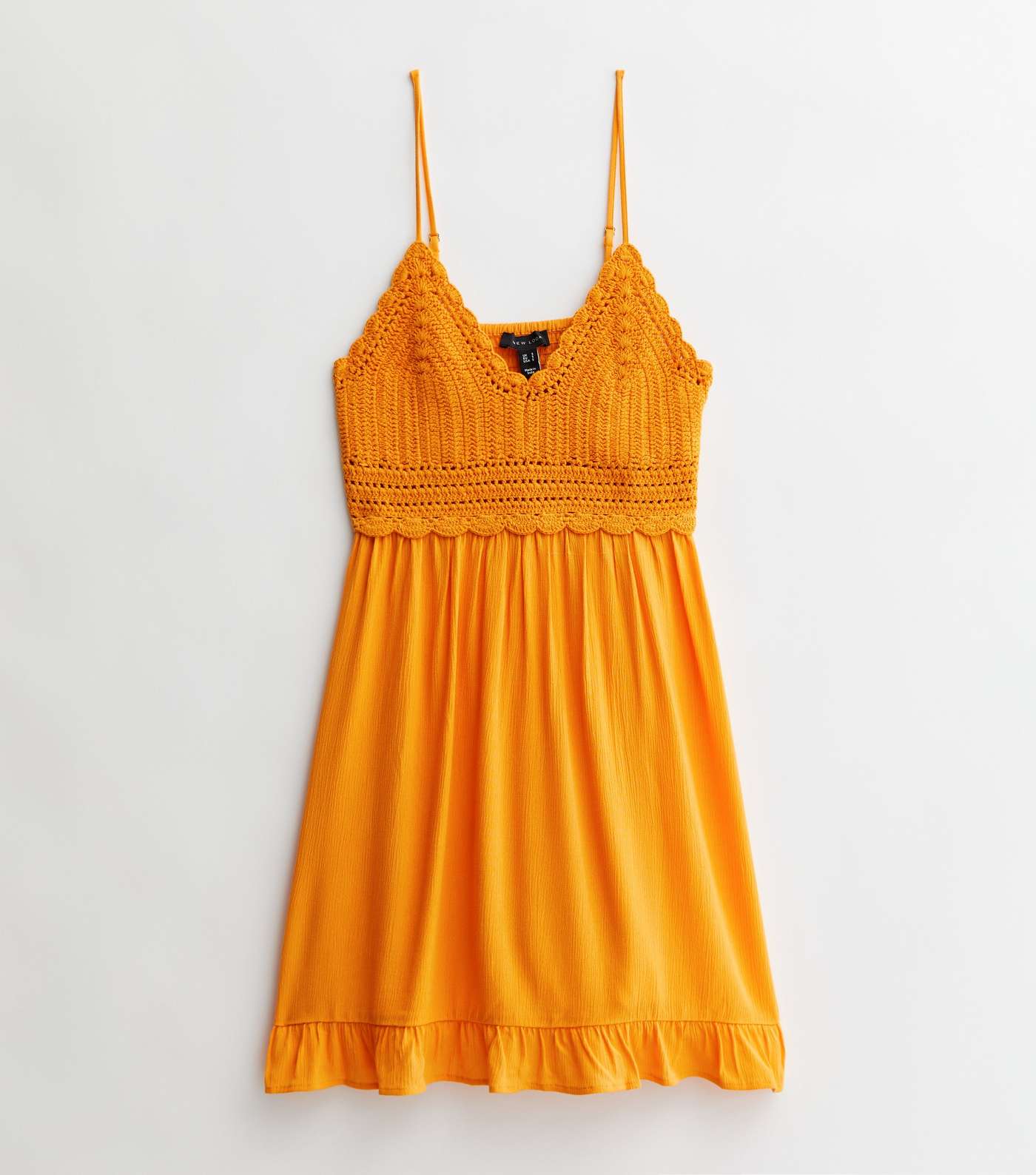 Orange Crochet Frill Mini Beach Dress Image 5