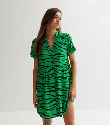 Green zebra 2024 print dress