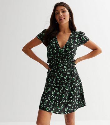 Black floral tea on sale dress