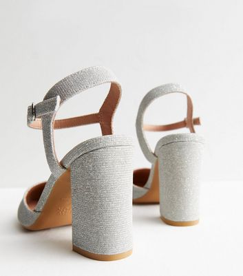 Silver block outlet heels new look