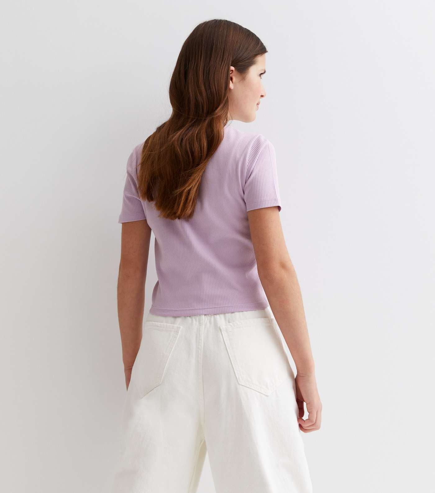 Girls Lilac Ribbed Jersey T-Shirt Image 4