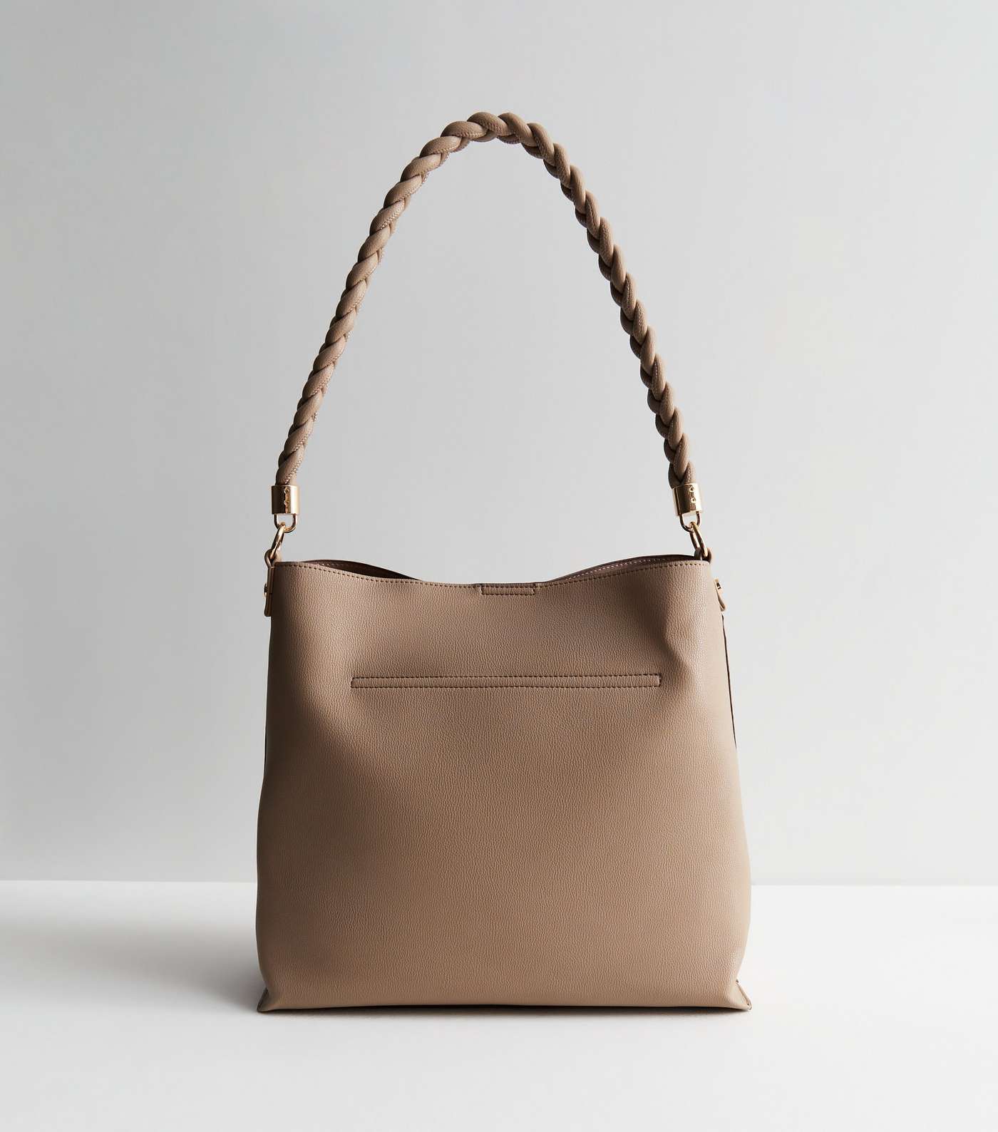 Mink Leather-Look Plaited Shoulder Bag Image 4