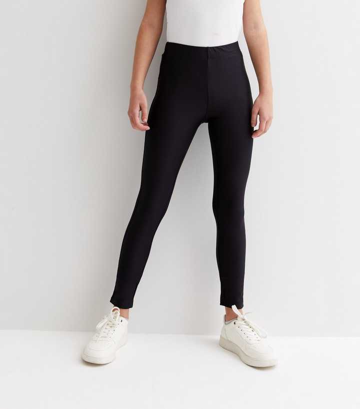 Black Lina Shiny Leggings - kids ONLY →