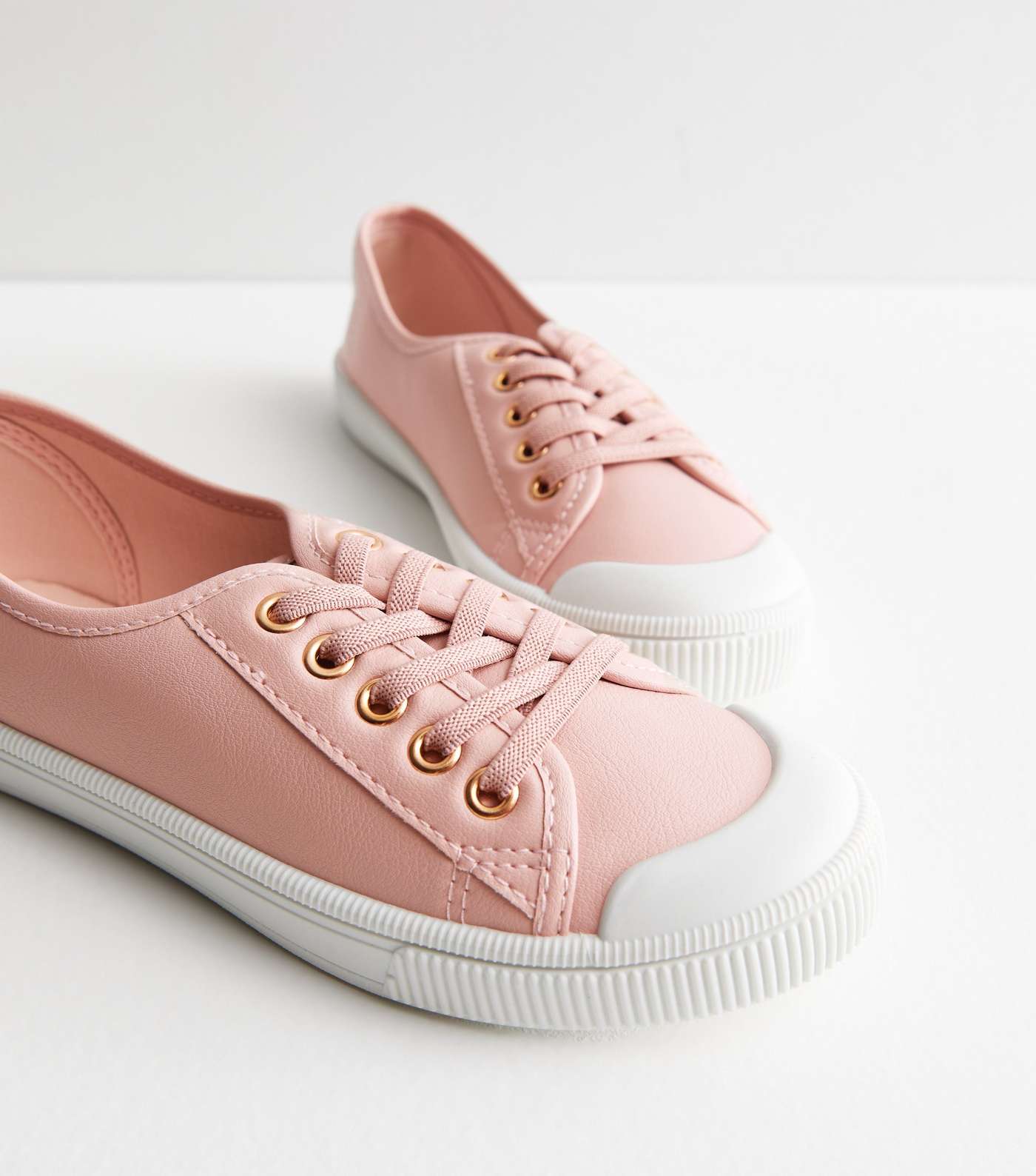 Pink Leather-Look Lace Front Trainers Image 3