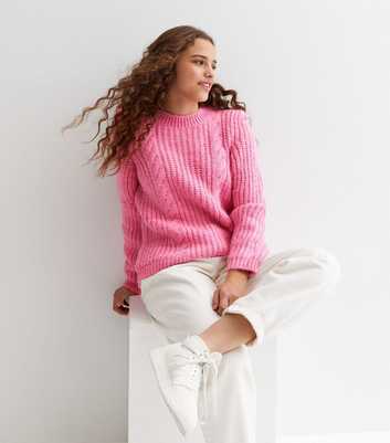 KIDS ONLY Pink Cable Knit Crew Neck Jumper