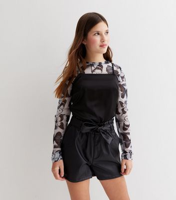 KIDS ONLY Black Leather-Look Tie Waist Shorts