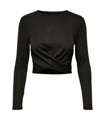 Black glitter long sleeve top sale