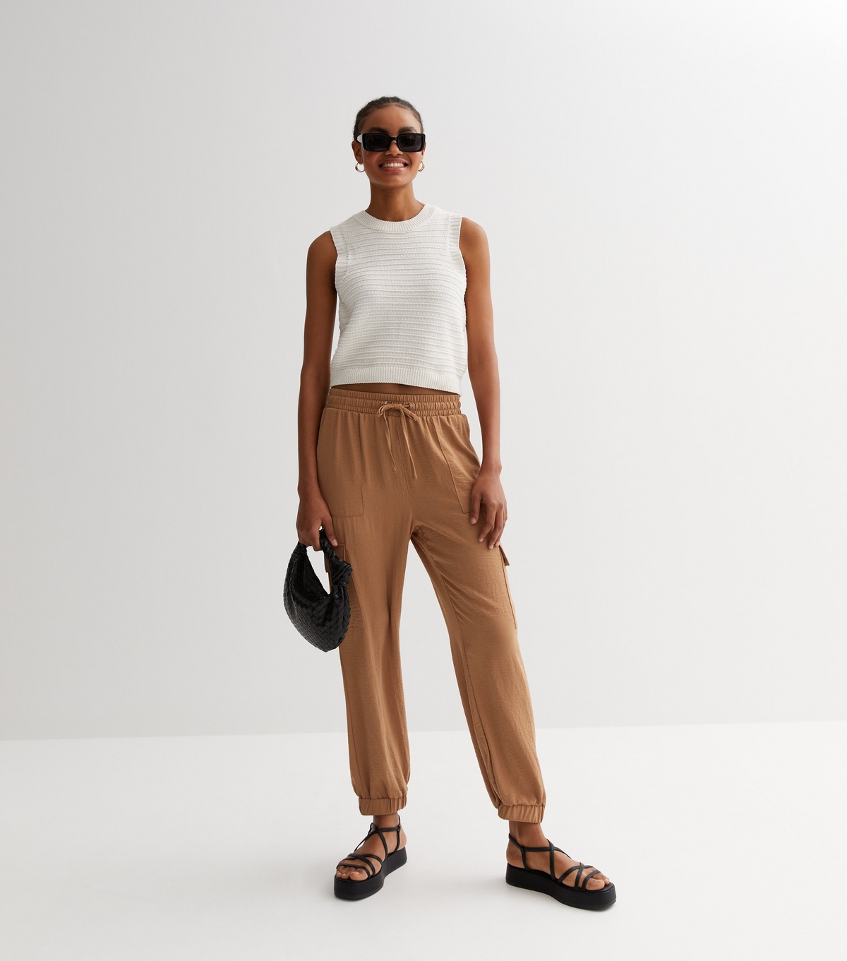 Women's Light Brown Drawstring Cuffed Cargo Trousers New Look