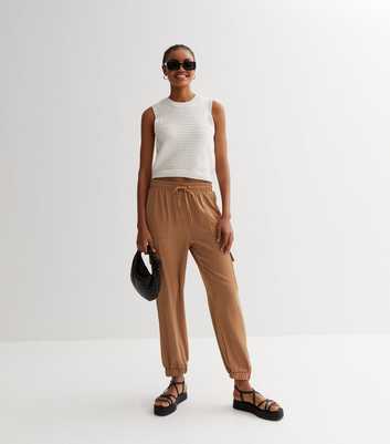 Light Brown Drawstring Cuffed Cargo Trousers