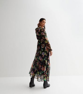 Long sleeve floral top chiffon dress