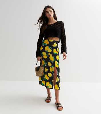Black Lemon Split Hem Midi Skirt