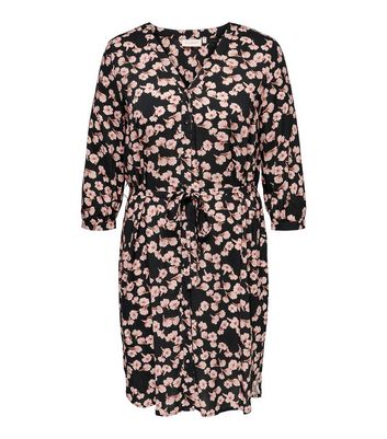 ONLY Curves Black Floral Mini Shirt Dress New Look