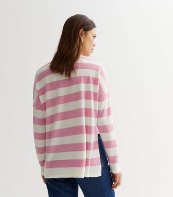 Pink and outlet white striped jumper