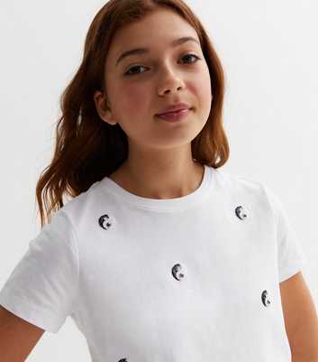 KIDS ONLY White Sequin Yin and Yang T-Shirt