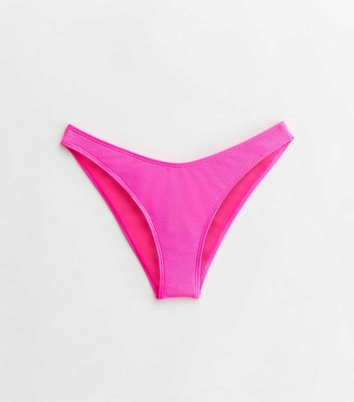 Women's Pink Textured Bikini Bottom