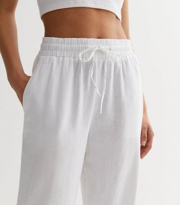 Reiss Hollie Wide Leg Linen Trousers White at John Lewis  Partners