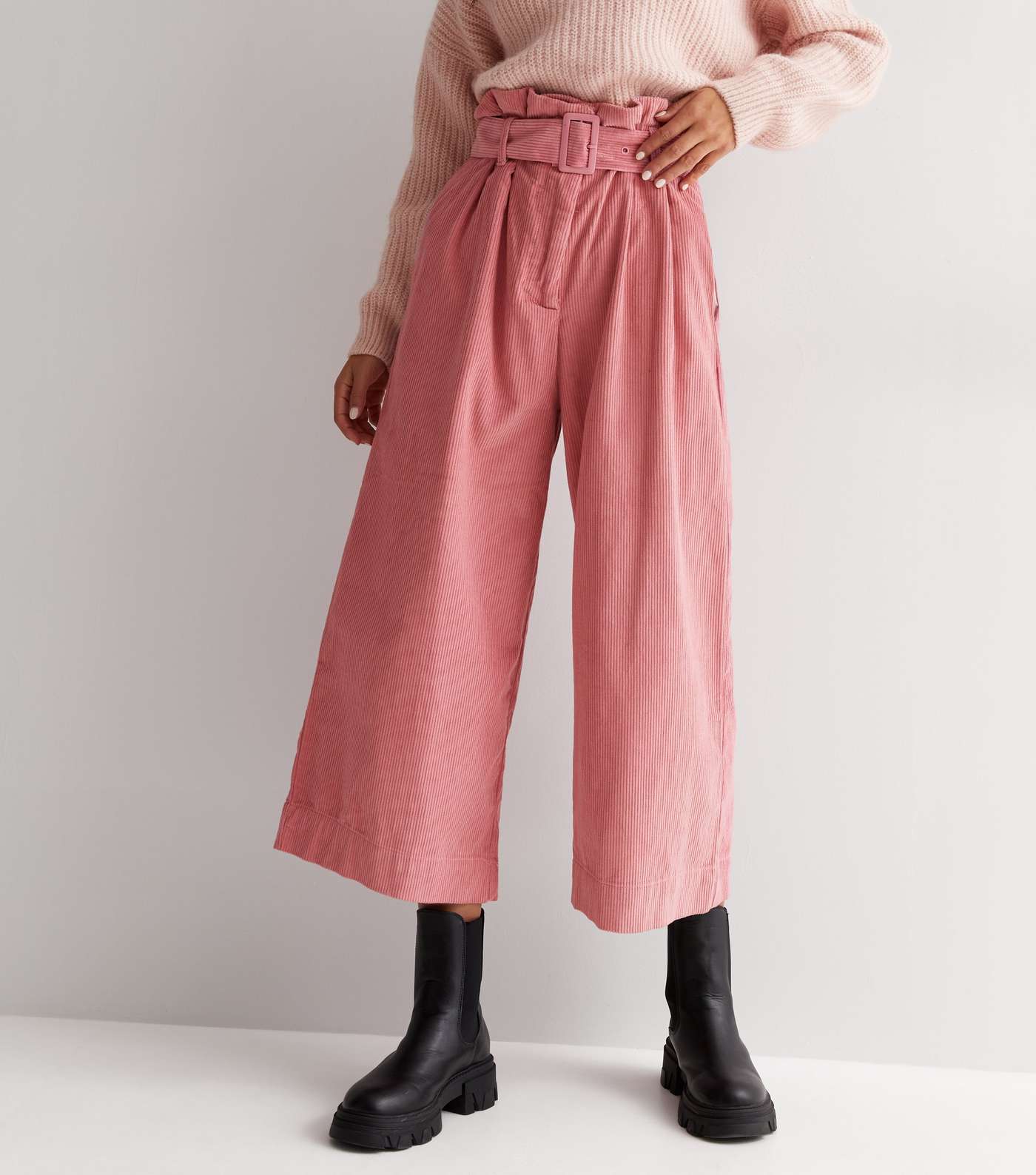 Sunshine Soul Pink Cord Belted Wide Leg Trousers Image 3
