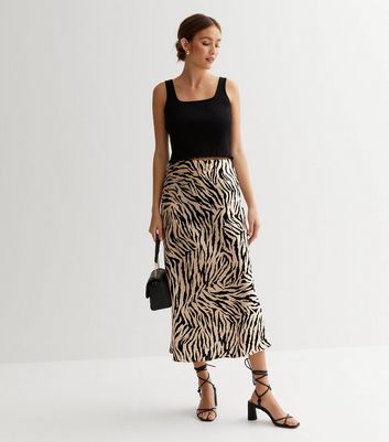 Zebra print shop satin skirt