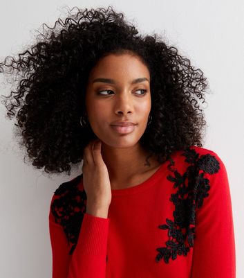 Red cheap lace jumper