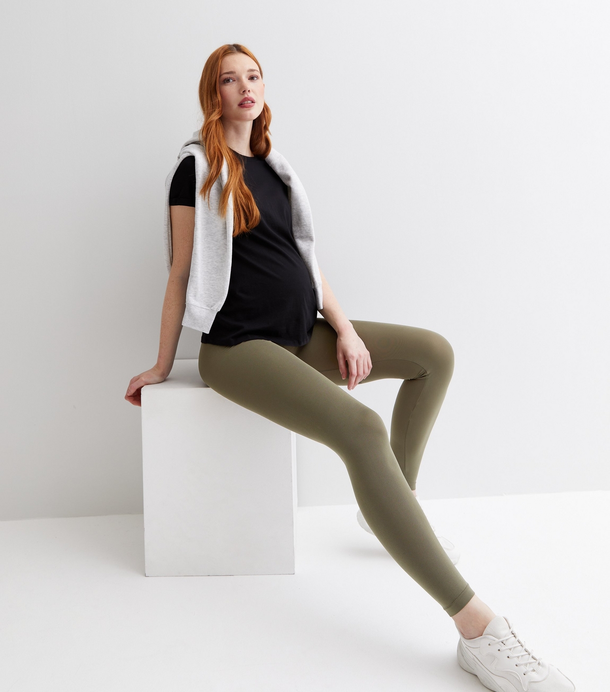 Women's Maternity Olive Jersey Leggings Mamalicious New Look