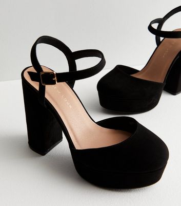 Black Suedette Diamanté Strap Stiletto Heel Sandals | New Look