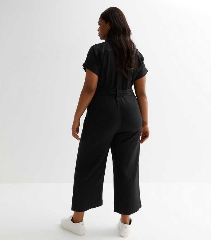 Curves Black Utility Wide Leg Jumpsuit | New Look