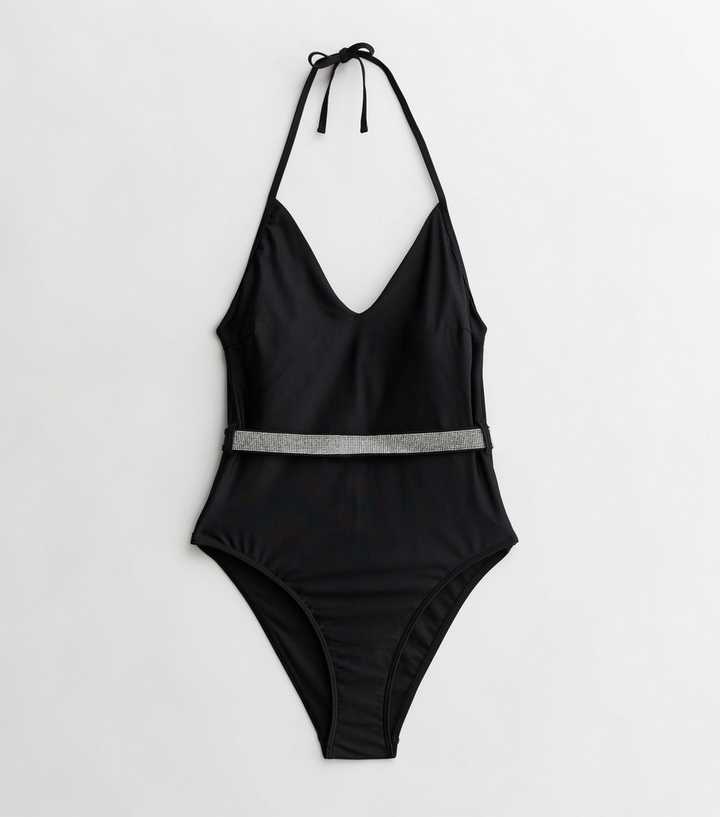 Black Diamanté Band Swimsuit