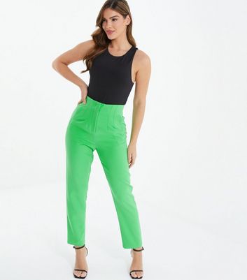 Green Floral Wide Leg Trousers  New Look