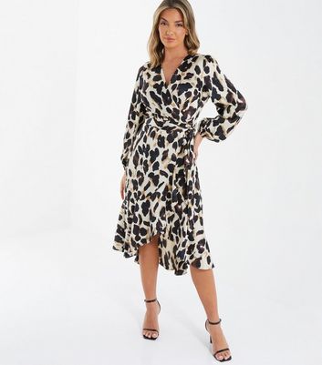 Leopard print 2025 midi wrap dress