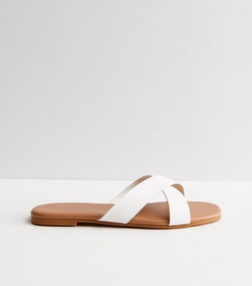 White criss cross hot sale slides