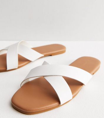 White leather sale sliders womens