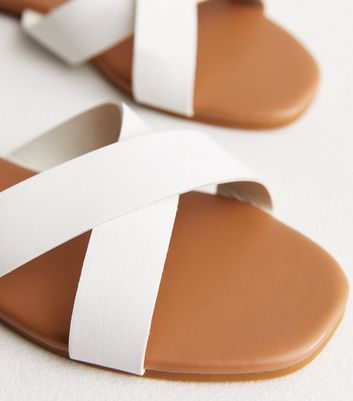 White on sale leather sliders