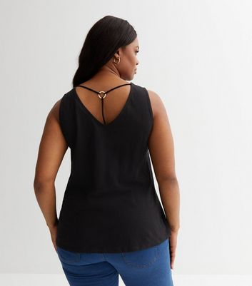 Curves Black Cross Back Long Vest | New Look