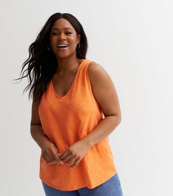 Curves Bright Orange Cross Back Long Vest