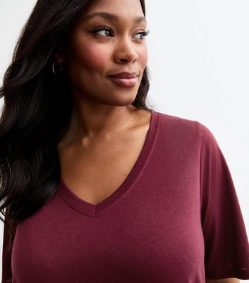 Plain maroon shirt v neck best sale