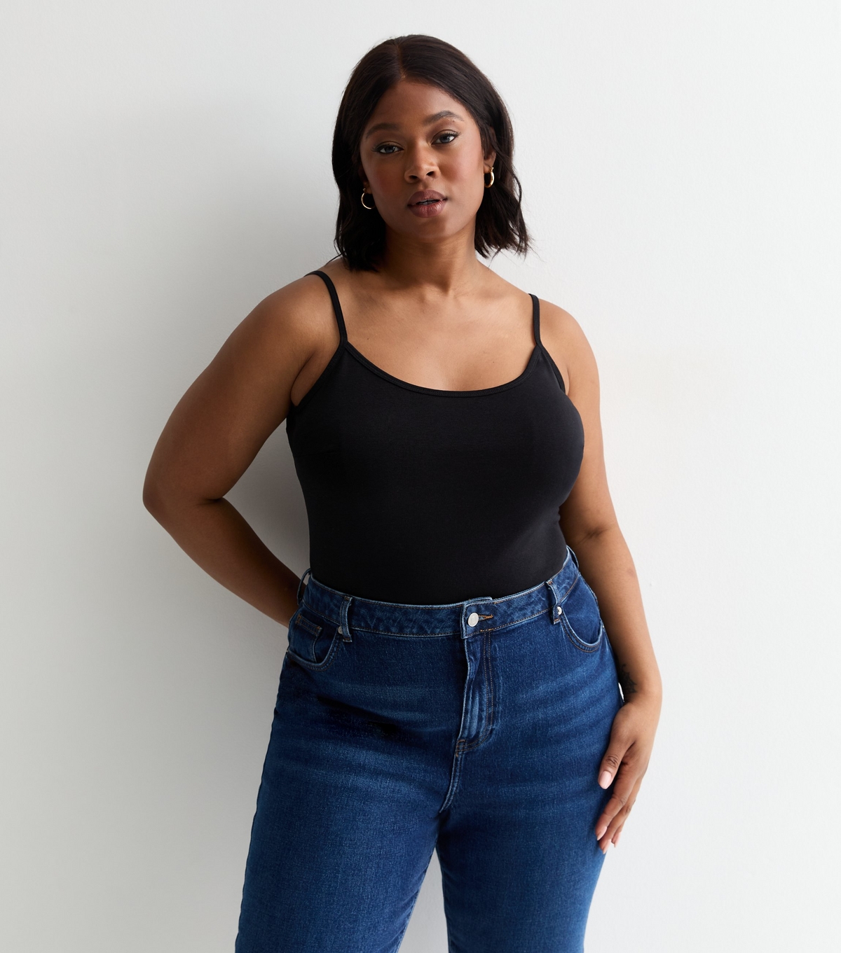 Women's Plus Size Black Scoop Neck Vest Curves New Look